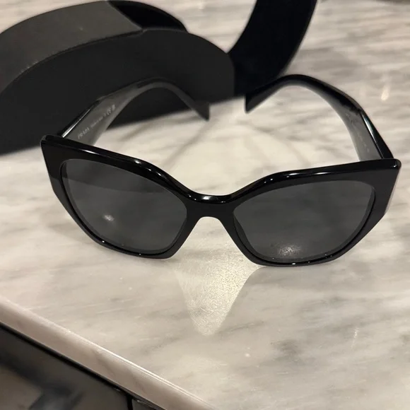 Prada Glossy Black Cat-Eye Sunglasses - Picture 2 of 15